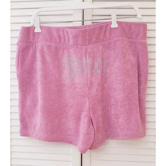 NWT JUICY COUTURE  BLING TOWEL TERRY SHORTIE SET DEWBERRY XLARGE - Picture 11 of 15